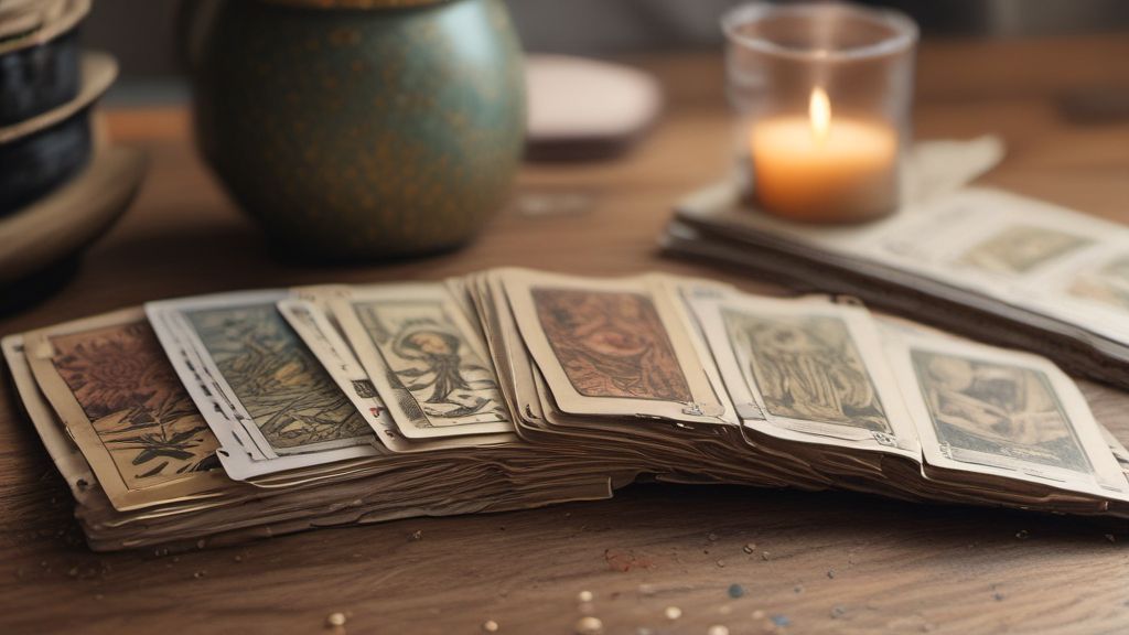 Cartes de Tarot étalées sur une table