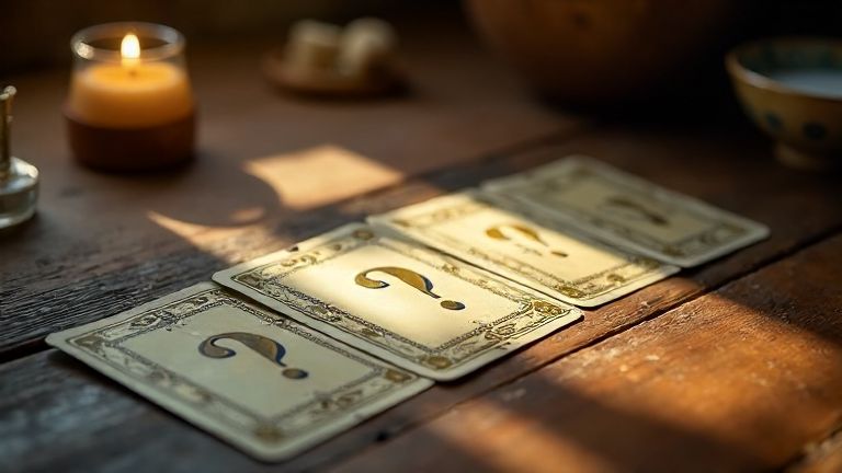 Personne réfléchissant avant un tirage de Tarot