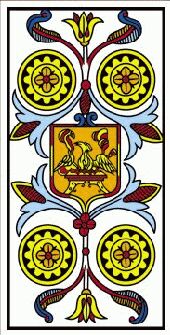 quatre de denier du tarot de marseille